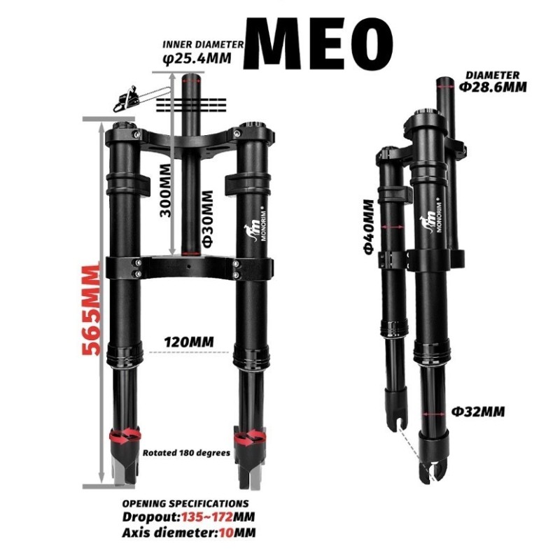 Monorim ME0 Air Front Suspension - Hidraulic version 565mm x 165mm  - 2 
Compatibility: Monorim ME0 Air front suspension Hidraul