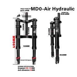 Monorim MD0 Air Hydraulic frontfjæring 490mm x 165mm  - 2 
Kompatibilitet: for kompatible Monorim MD0 frontgaffel-oppsett; sjekk