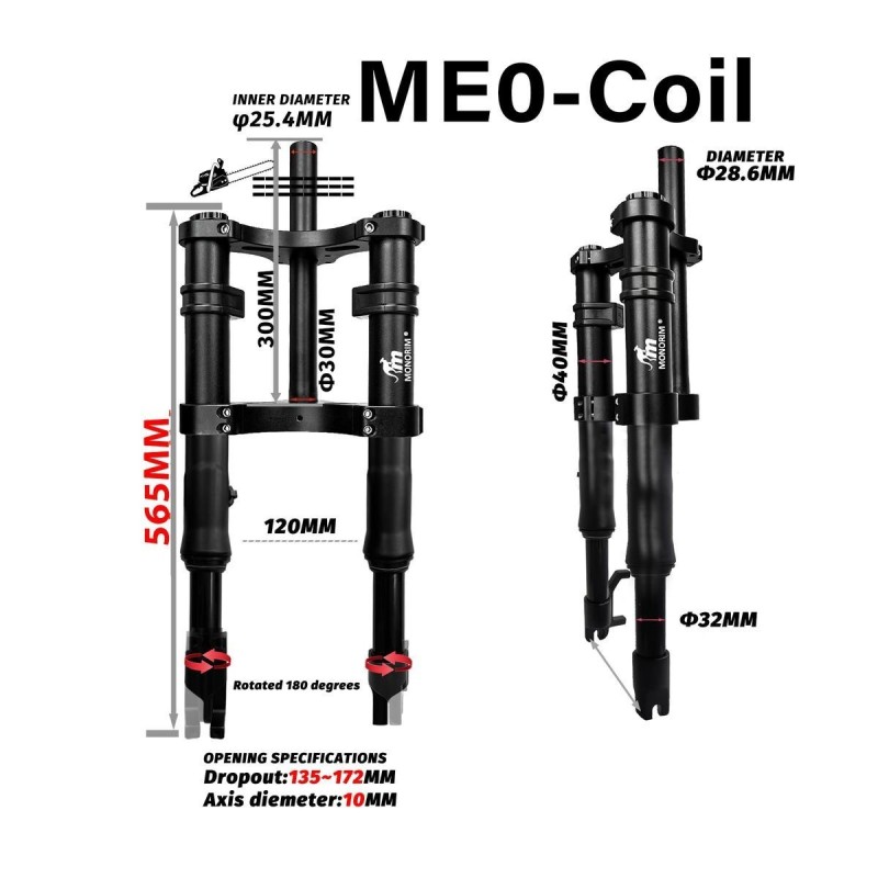 Monorim ME0 front suspension Coil spring version 565mm x 165mm  - 12 
Fitment: ME0 Coil Spring 565mm x 165mm for compatible moun