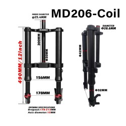 Suspensión delantera Monorim MD206 Coil Spring version 490mm x 206mm  - 2 
Compatibilidad: suspensión delantera Monorim MD206 Co
