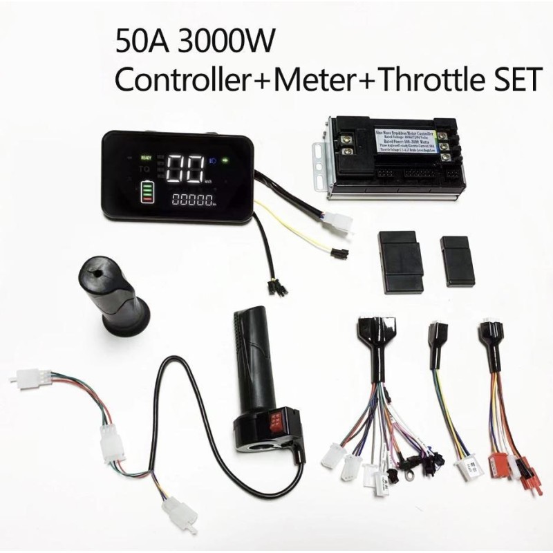 Sinusboelge brushless motorkontroller kit 48V 84V 50A 3000W med gass og display  - 1 Produktliste

50A kontroller + 1 gasshandta