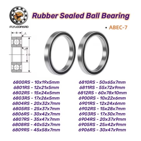 Set de 2 rulmenți cu bile etanșați RS ABEC 7 - 6810RS, 6800RS, 6801RS, 6802RS, 6803RS, 6804RS, 6805RS  - 2 Compatibilitate după 