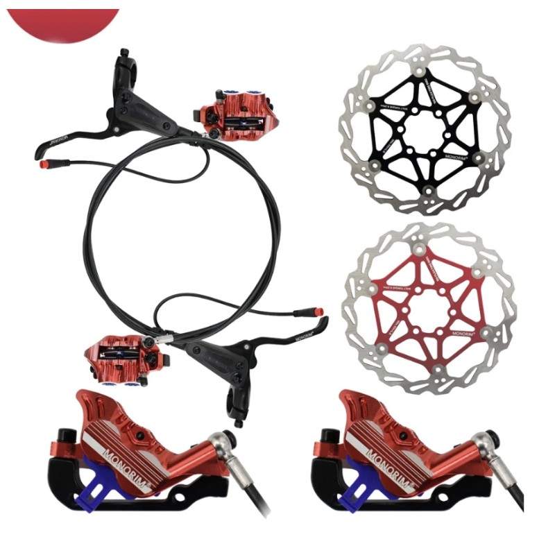 Kit complet de frână hidraulică Monorim EB01 cu 4 pistoane - pârghii, etriere, cablu și disc de frână Monorim - 1 Kit complet de