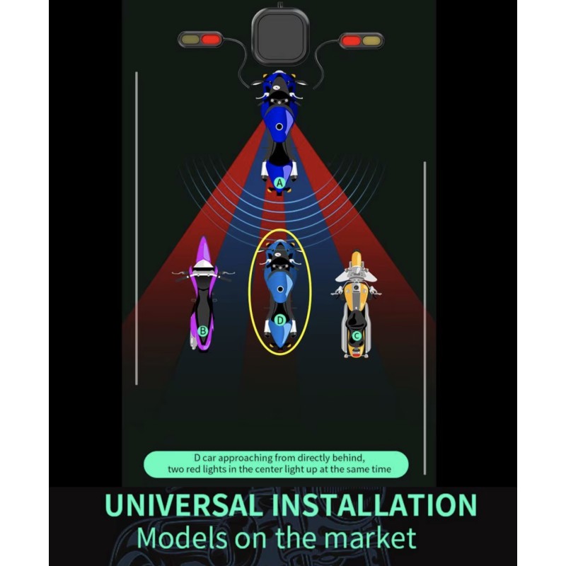 Vodotesen sistem za zaznavanje mrtvega kota (kot 130°) za skuter, kolo ali motocikel KROXNE - 4  