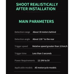 Sistema de deteção de ângulo morto à prova de água (ângulo de 130º) para scooter, bicicleta ou motociclo KROXNE - 8  